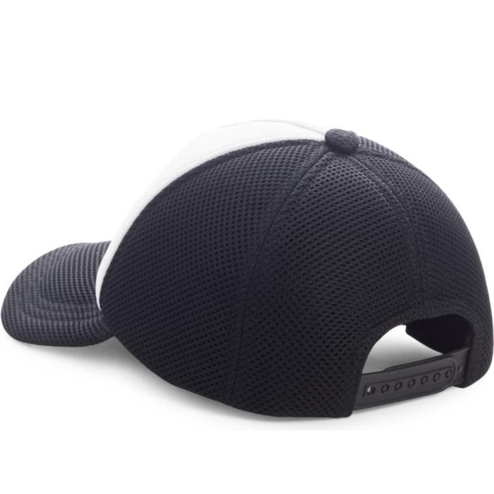 embroidered trucker hat featuring a sporty logo and breathable mesh